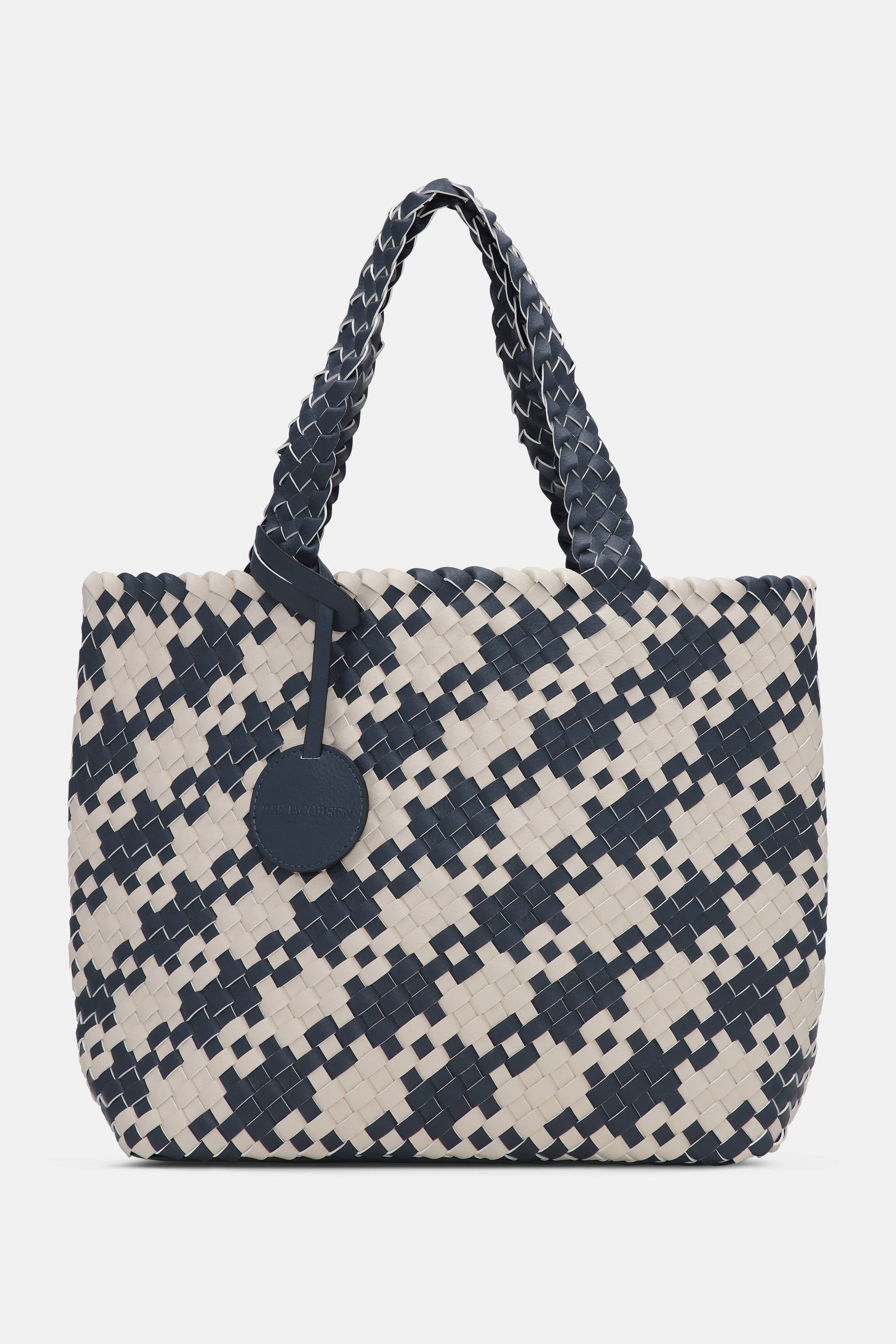 Houndstooth Braided Shopper - Ombre Blue light Sand